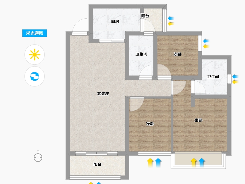 四川省-成都市-中德英伦世邦-77.60-户型库-采光通风