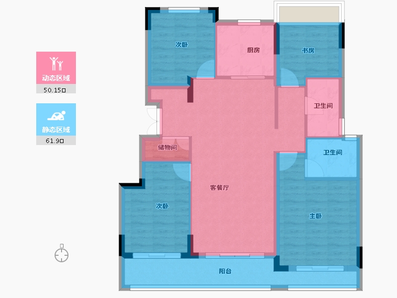 浙江省-绍兴市-元垄镜庐-100.94-户型库-动静分区