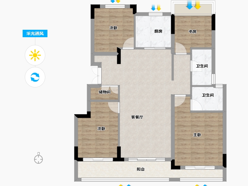 浙江省-绍兴市-元垄镜庐-100.94-户型库-采光通风