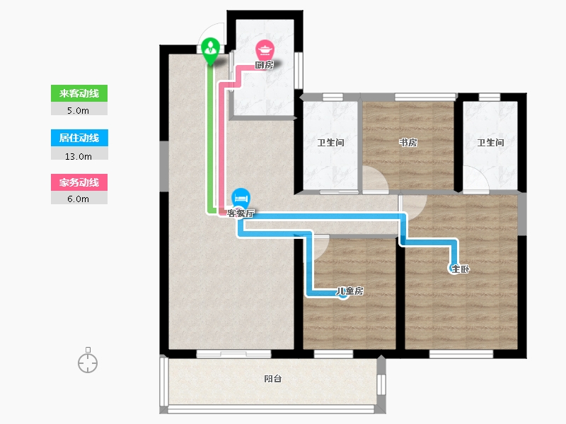 湖北省-襄阳市-滨江正荣府-86.40-户型库-动静线