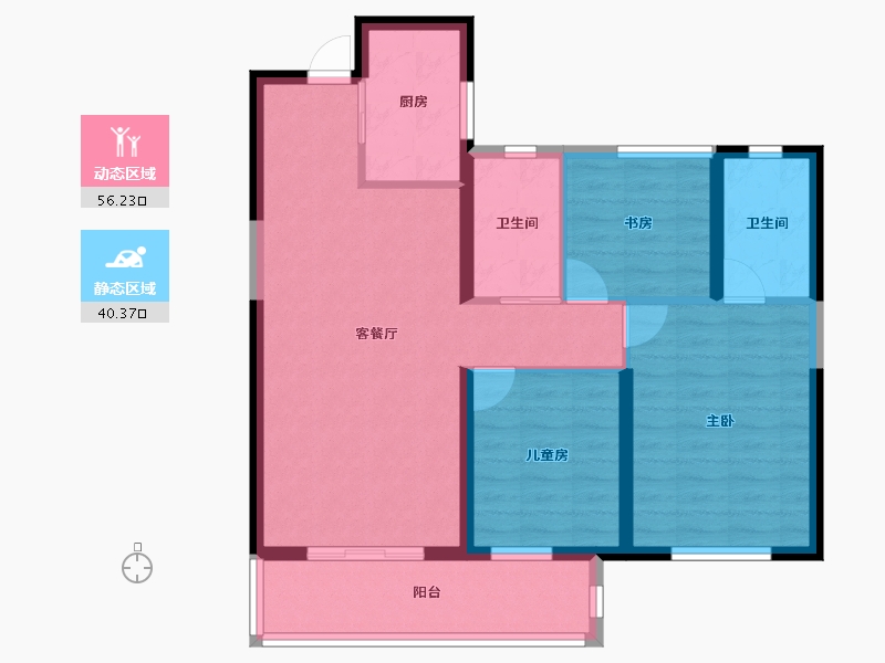 湖北省-襄阳市-滨江正荣府-86.40-户型库-动静分区