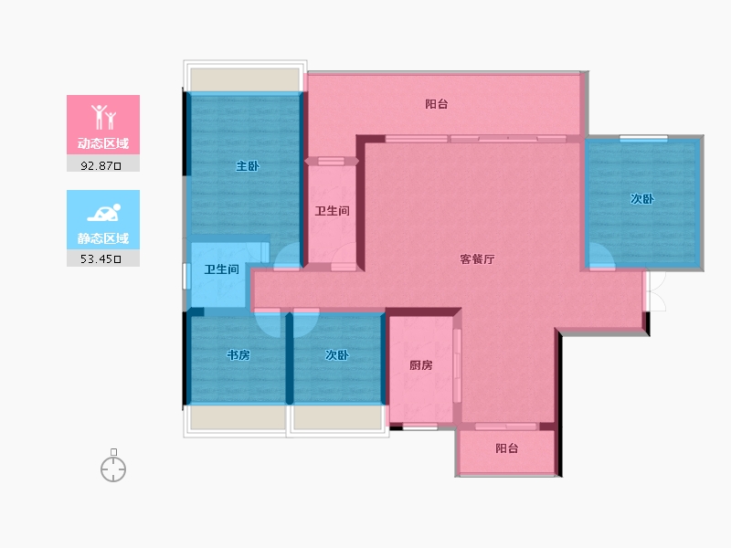 湖南省-邵阳市-晨曦映资江-131.60-户型库-动静分区