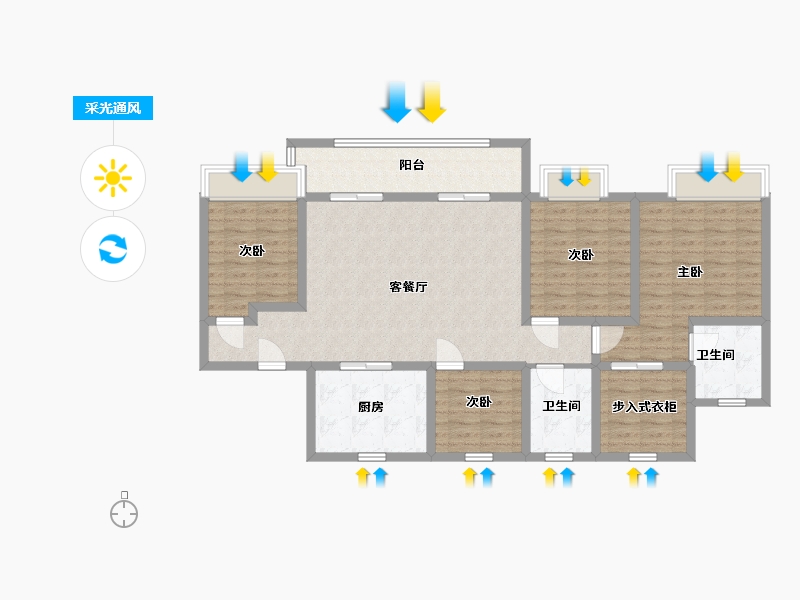 河南省-新乡市-建业比华利庄园-117.29-户型库-采光通风