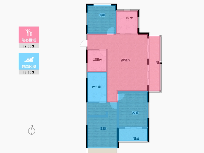 浙江省-绍兴市-中国铁建花语江南-105.66-户型库-动静分区