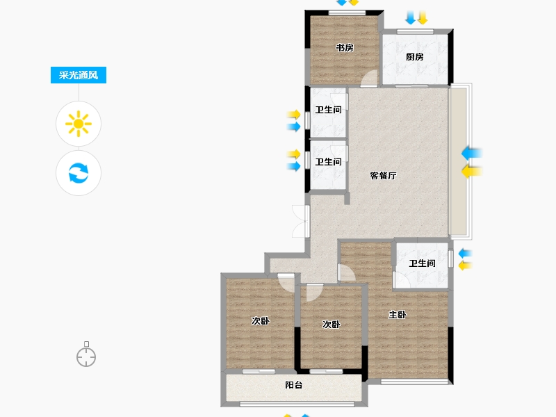 浙江省-绍兴市-中国铁建花语江南-123.29-户型库-采光通风