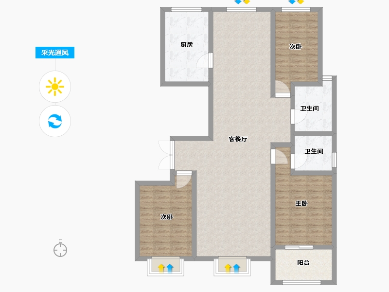 山东省-德州市-双企·龙城和悦府-120.00-户型库-采光通风