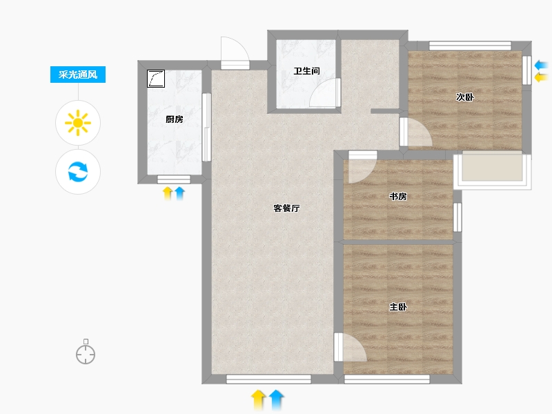 天津-天津市-融创星耀五洲-74.00-户型库-采光通风