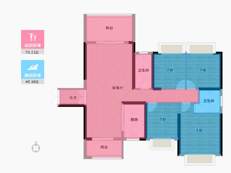 湖南省-邵阳市-阳光公园里-104.94-户型库-动静分区