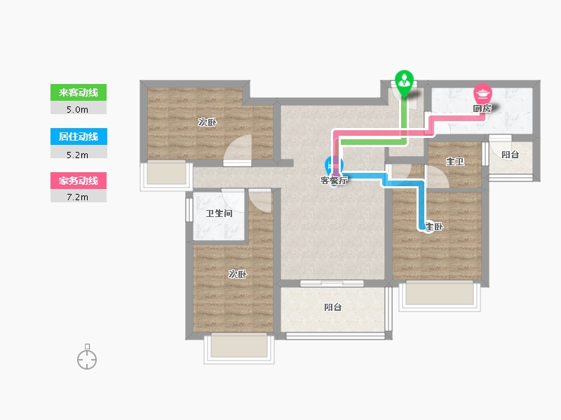 四川省-成都市-雅居乐锦尚雅宸-77.20-户型库-动静线