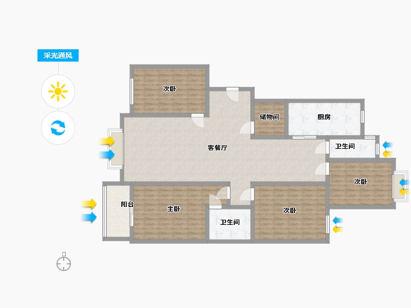 内蒙古自治区-鄂尔多斯市-嘉明商住-155.00-户型库-采光通风