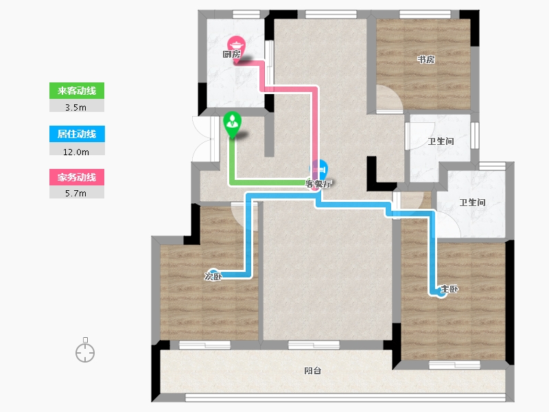 浙江省-绍兴市-元垄镜庐-86.49-户型库-动静线