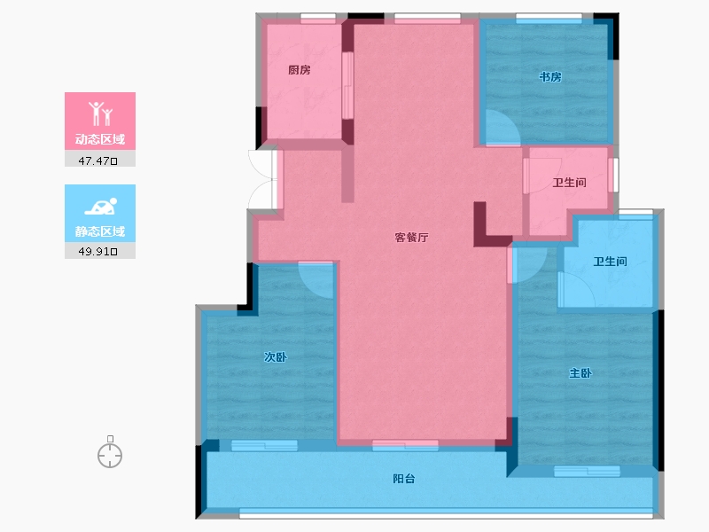 浙江省-绍兴市-元垄镜庐-86.49-户型库-动静分区