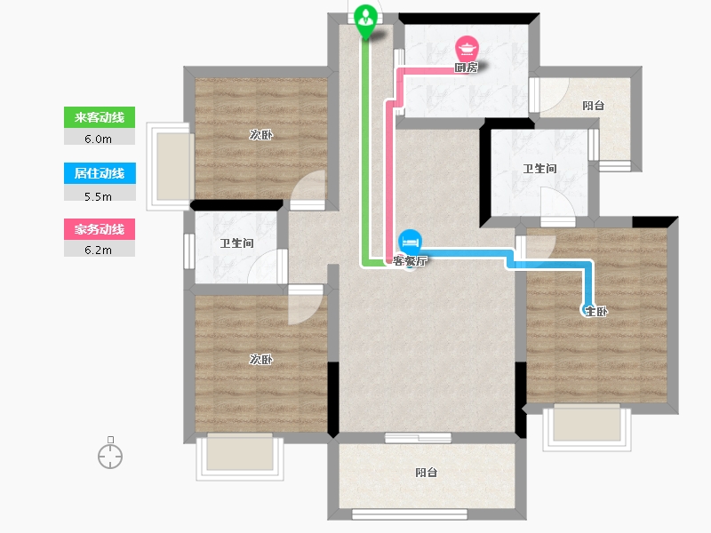 四川省-德阳市-凯州国际-83.74-户型库-动静线