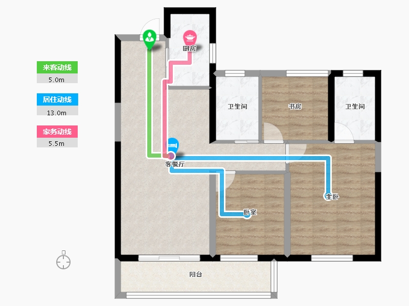 湖北省-襄阳市-滨江正荣府-84.00-户型库-动静线