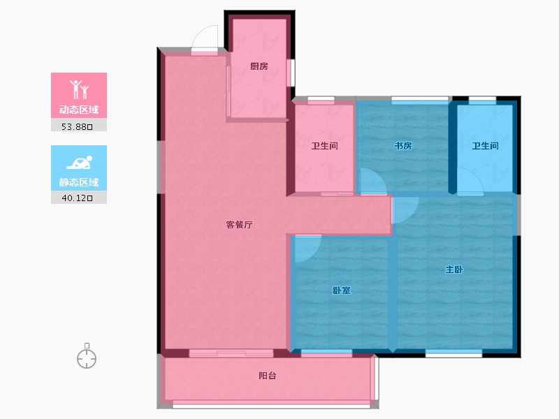 湖北省-襄阳市-滨江正荣府-84.00-户型库-动静分区