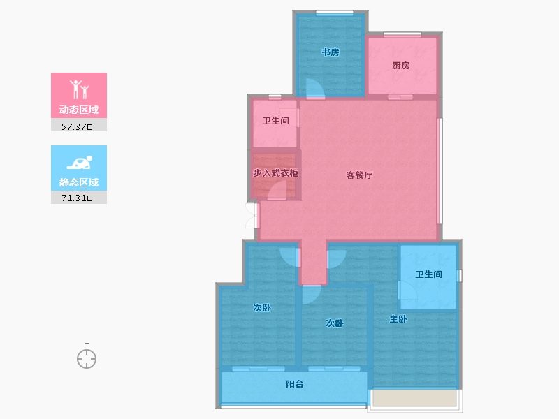 浙江省-绍兴市-元垄镜庐-115.13-户型库-动静分区