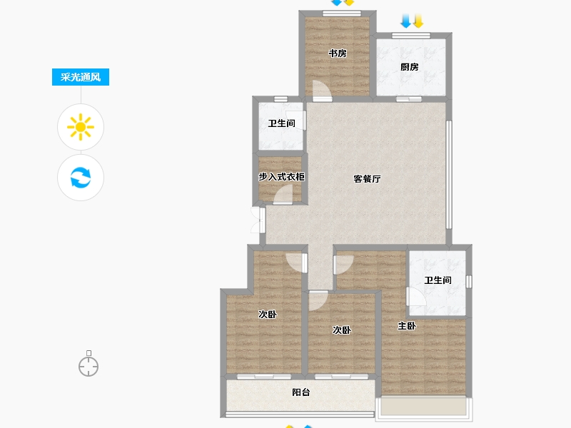 浙江省-绍兴市-元垄镜庐-115.13-户型库-采光通风