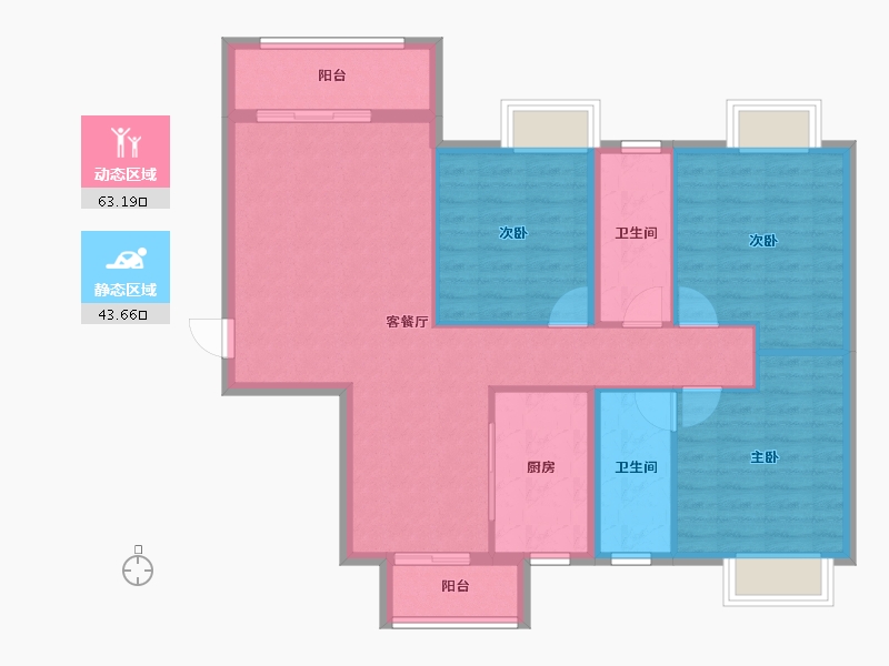 湖南省-邵阳市-阳光公园里-96.48-户型库-动静分区