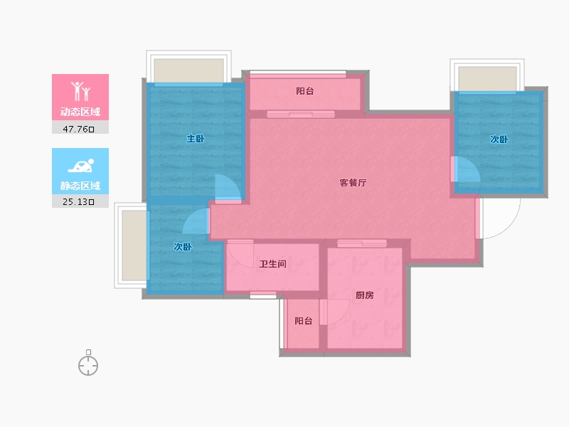 四川省-成都市-金科集美星宸-64.38-户型库-动静分区