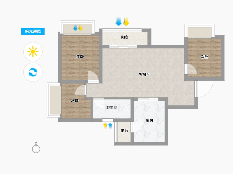 四川省-成都市-金科集美星宸-64.38-户型库-采光通风