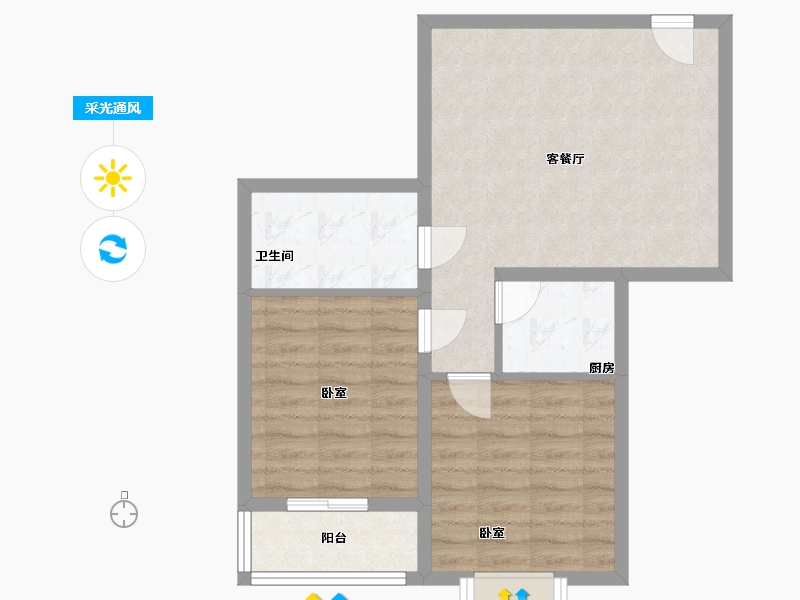 河北省-石家庄市-绿家小区-60.88-户型库-采光通风