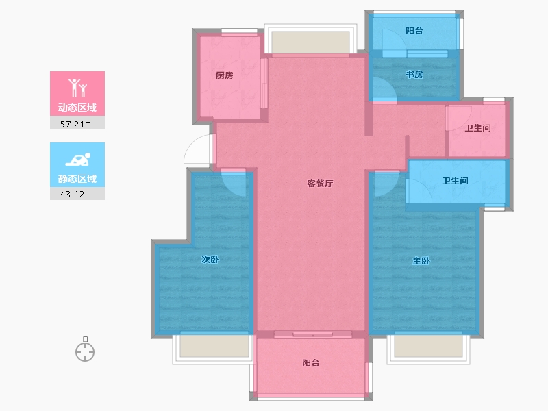 江苏省-镇江市-远洋香奈城三区-88.86-户型库-动静分区