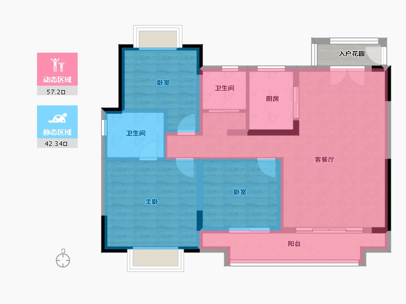 湖北省-襄阳市-海伦堡金科东方美院-92.00-户型库-动静分区