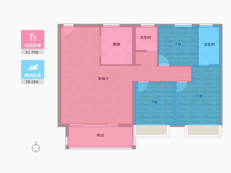 江苏省-镇江市-美的·悦岚山-90.37-户型库-动静分区