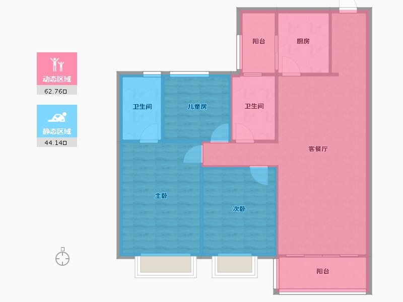 河南省-安阳市-碧桂园珑悦一期湖南三建项目部-98.00-户型库-动静分区