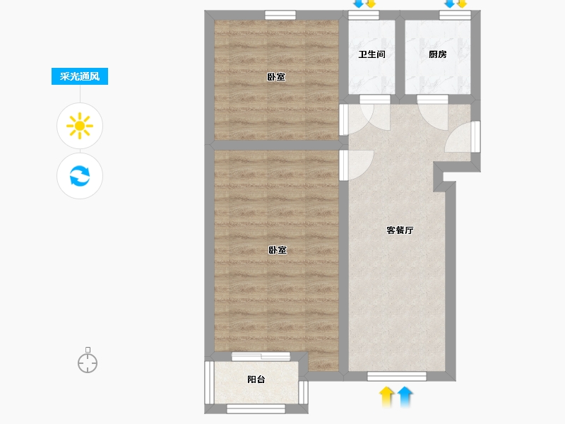 北京-北京市-青年湖东里-67.00-户型库-采光通风