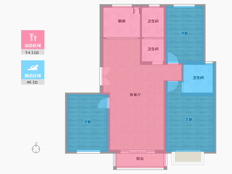 河北省-唐山市-观湖景园-100.00-户型库-动静分区