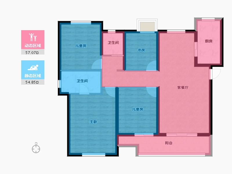 湖北省-襄阳市-滨江正荣府-99.87-户型库-动静分区