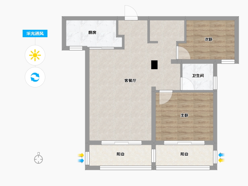 福建省-漳州市-联创城市广场-67.09-户型库-采光通风