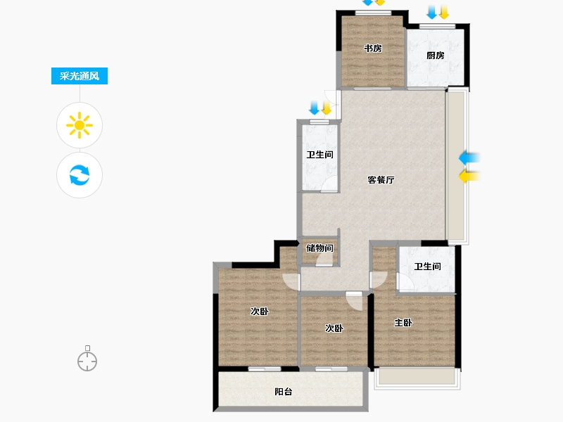 浙江省-绍兴市-中国铁建花语江南-130.53-户型库-采光通风