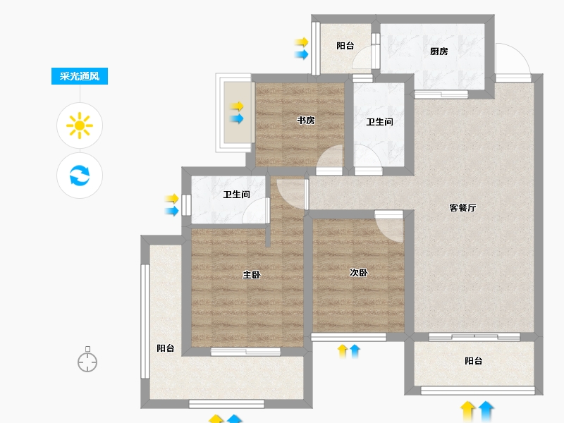 四川省-成都市-中德英伦世邦-77.60-户型库-采光通风