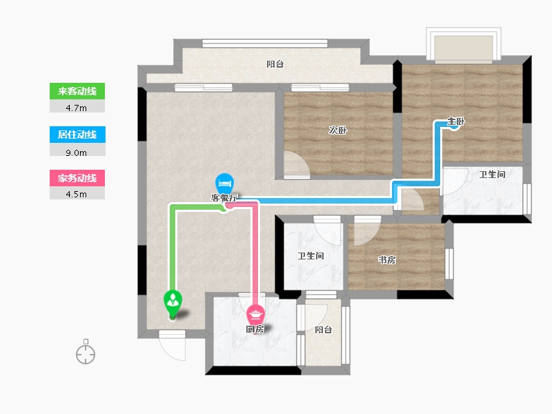 重庆-重庆市-中建南宸玖樾-76.00-户型库-动静线