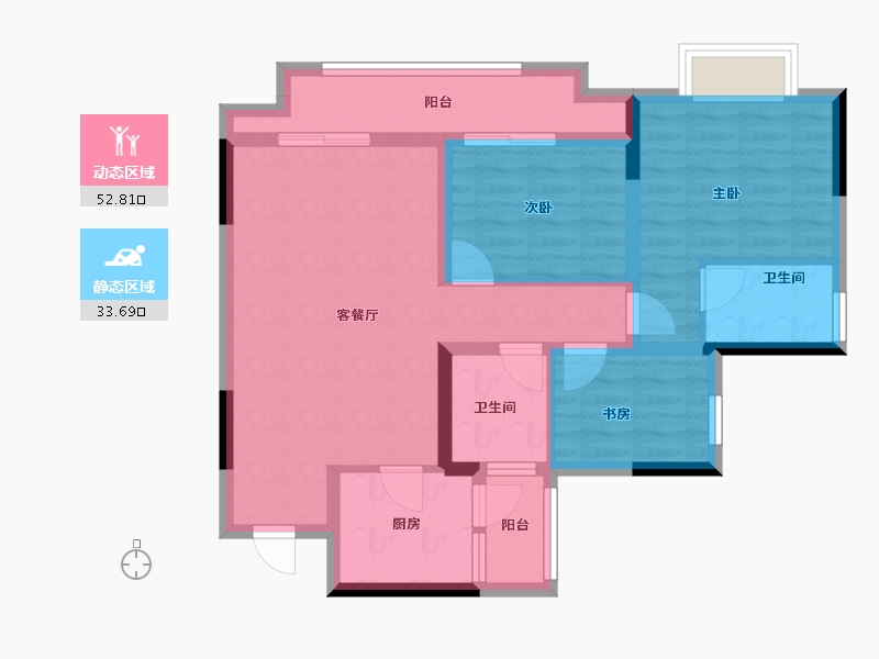 重庆-重庆市-中建南宸玖樾-76.00-户型库-动静分区