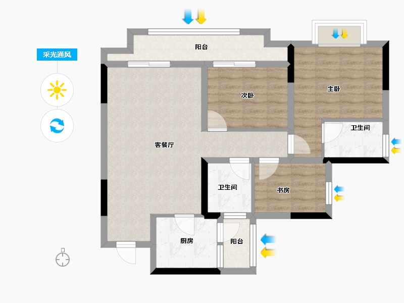 重庆-重庆市-中建南宸玖樾-76.00-户型库-采光通风