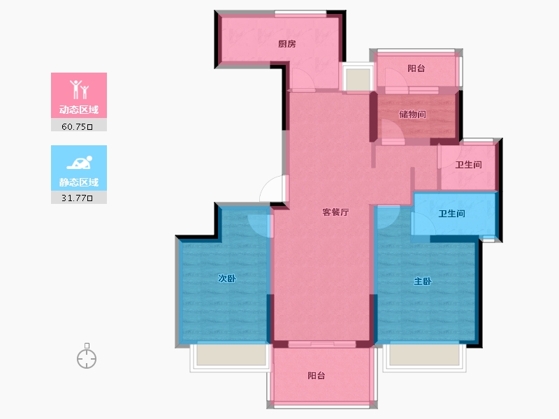 江苏省-镇江市-远洋香奈城三区-81.30-户型库-动静分区