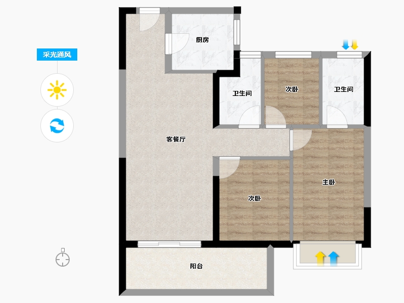 云南省-昆明市-招商公园大道-77.03-户型库-采光通风