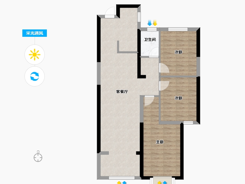 陕西省-西安市-融城朗悦-75.00-户型库-采光通风