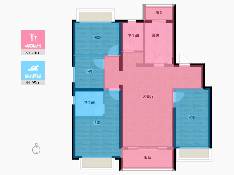 云南省-昆明市-首创誉华洲-86.87-户型库-动静分区