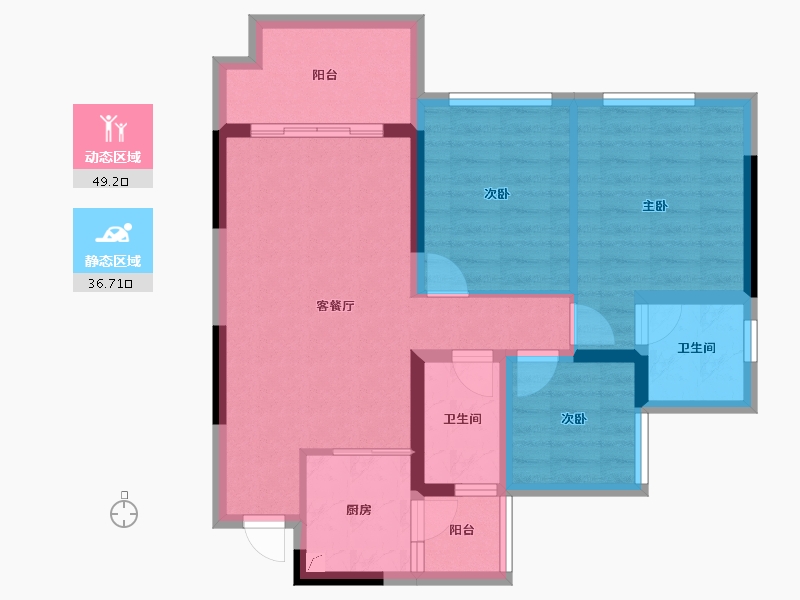 四川省-宜宾市-邦泰大学路1号-75.88-户型库-动静分区