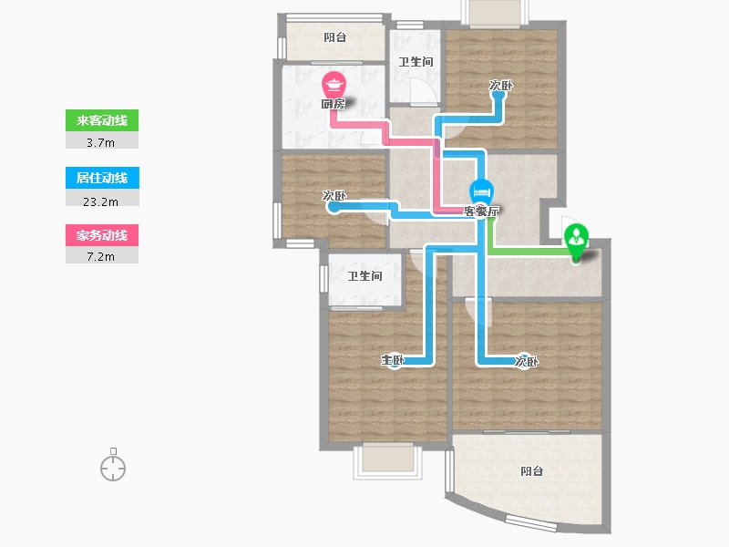 湖北省-武汉市-虹顶家园-90.00-户型库-动静线