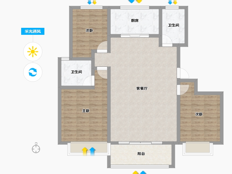 山东省-聊城市-泰润嘉苑-103.15-户型库-采光通风