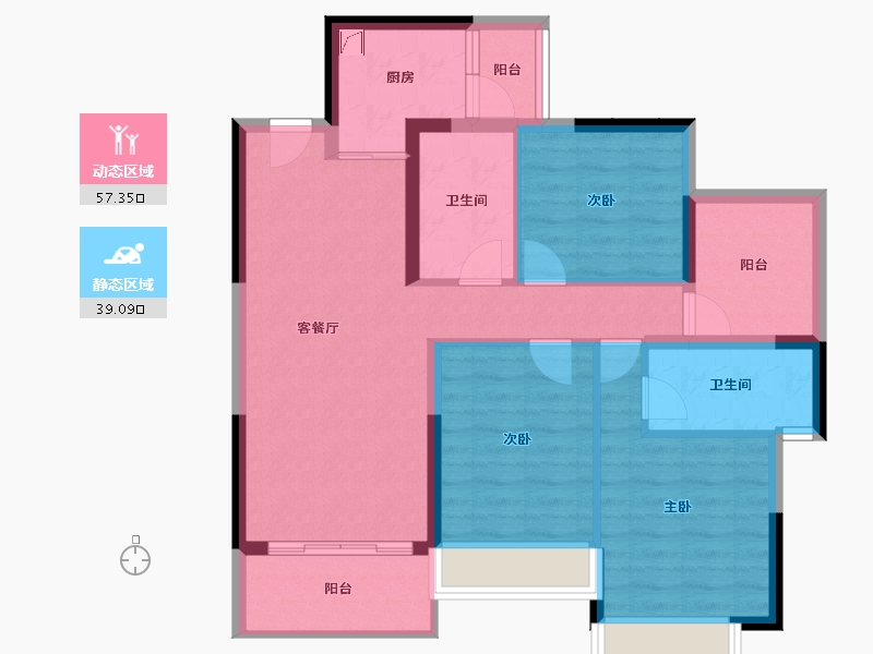 广东省-惠州市-中洲河谷花园-85.58-户型库-动静分区