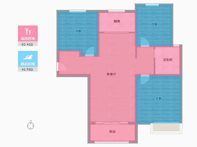 陕西省-咸阳市-东郡天下-93.60-户型库-动静分区