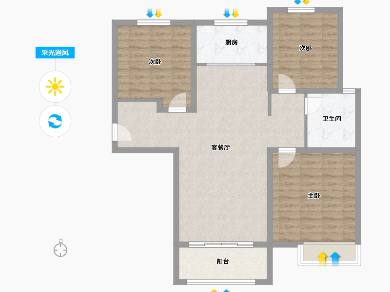 陕西省-咸阳市-东郡天下-93.60-户型库-采光通风