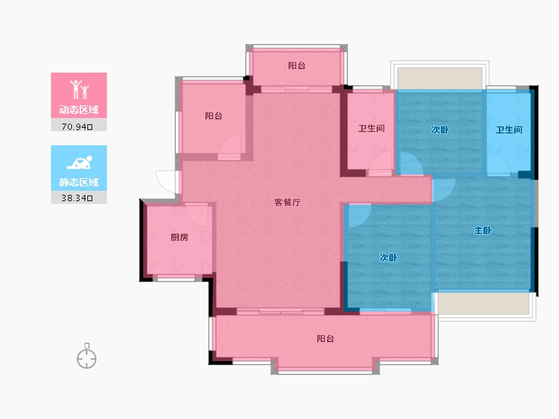 广东省-惠州市-隆生榕溪花园-98.35-户型库-动静分区