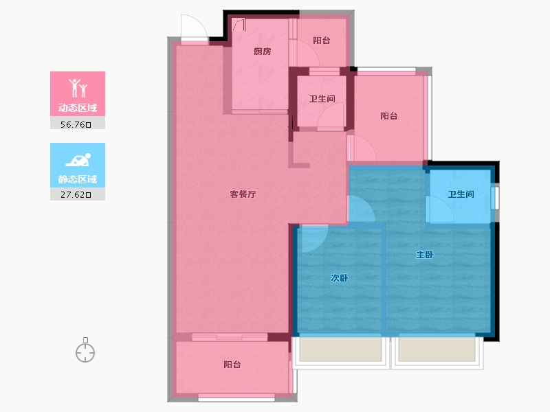 广东省-惠州市-金科颐景园-74.70-户型库-动静分区